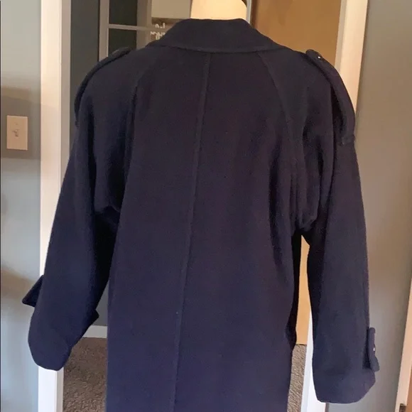 Navy blue double breasted wool coat